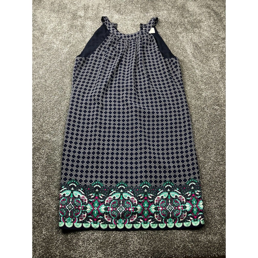Skies Are Blue Dress Womens 8 Sleeveless Lace Halter Shift Dress Navy‎ Blue